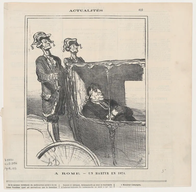 In Rome, a martyr of the year 1871, from 'News of the day,' published in Le Charivari, September 18, 1871 Wall Art by Honoré Daumier - High-Resolution Digital Print