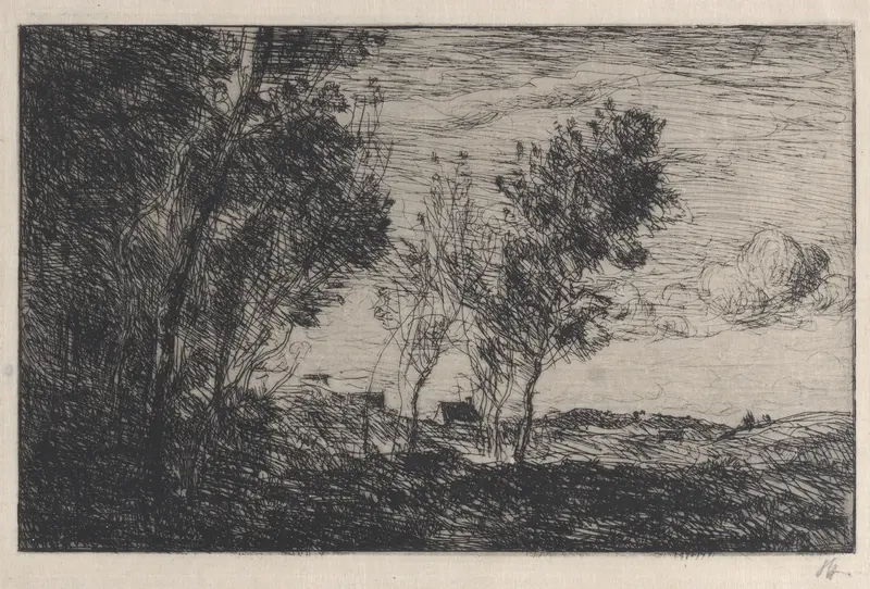 In the Dunes: Souvenir of the Woods at the Hague (Dans les dunes: Souvenir du bois de la Haye) Wall Art by Camille Corot - High-Resolution Digital Print