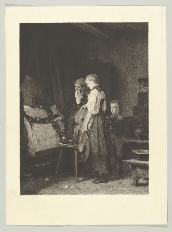 In the House of Mourning, from "American Art Review", vol. 1, no. 8 (republished in "The Art Journal," October 1880) Wall Art by Friedrich Leonhard Meyer - High-Resolution Digital Print