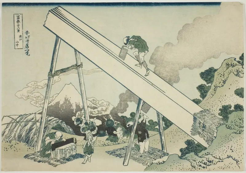 In the Mountains of Totomi (Totomi sanchu), from the series "Thirty-six Views of Mount Fuji (Fugaku sanjurokkei)"