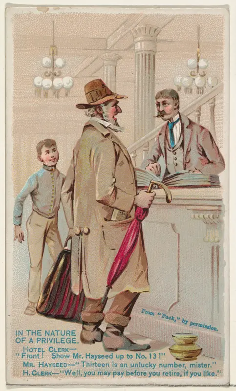 In the Nature of a Privilege, from the Snapshots from "Puck" series (N128) issued by Duke Sons & Co. to promote Honest Long Cut Tobacco Wall Art by W. Duke, Sons & Co. - High-Resolution Digital Print