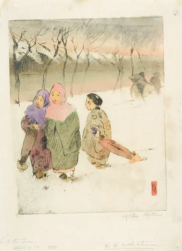 In the Snow at Tokyo Wall Art by Helen Hyde - High-Resolution Digital Print