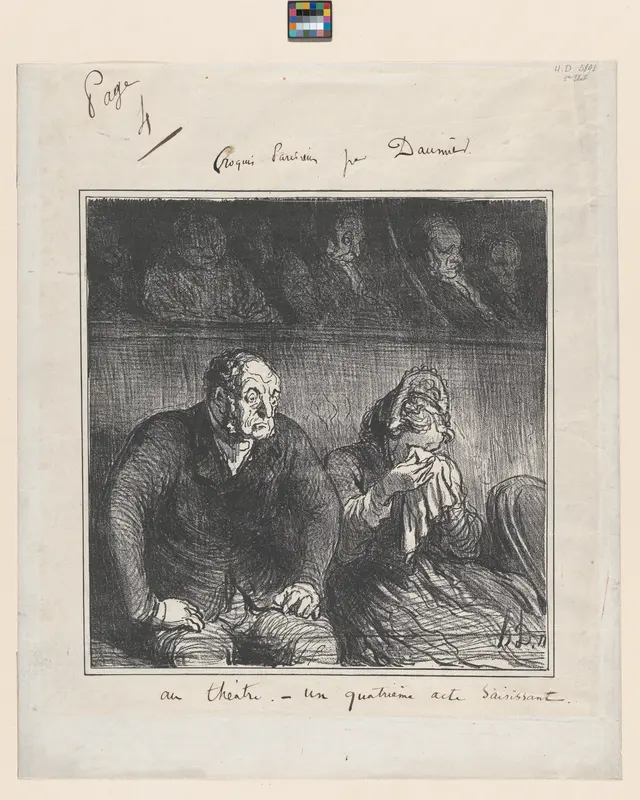 In the theater - a gripping fourth act, from 'Theater sketches' Wall Art by Honoré Daumier - High-Resolution Digital Print