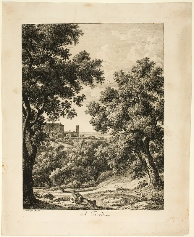 In Tivoli (A Tivoli), from the series Picturesque Views of Italy (Malerisch Radierte Prospekte aus Italien) Wall Art by Johann Christian Reinhart - High-Resolution Digital Print