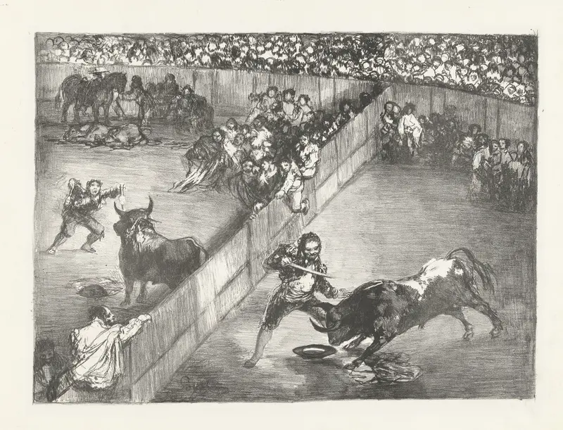 In tweeën gedeelde stierenvechtersarena Wall Art by Cyprien Charles Marie Nicolas Gaulon - High-Resolution Digital Print