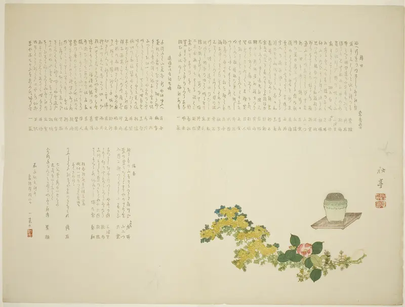 Incense Burner. Chrysanthemums, and Camellias