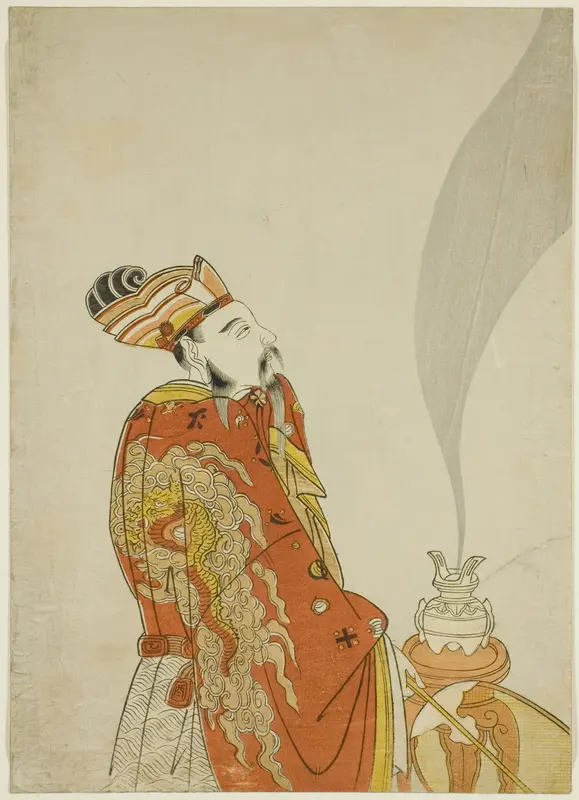 Incense That Revives the Image of the Dead - Emperor Wu of the Han Dynasty Wall Art by Komatsuya Hyakki - High-Resolution Digital Print