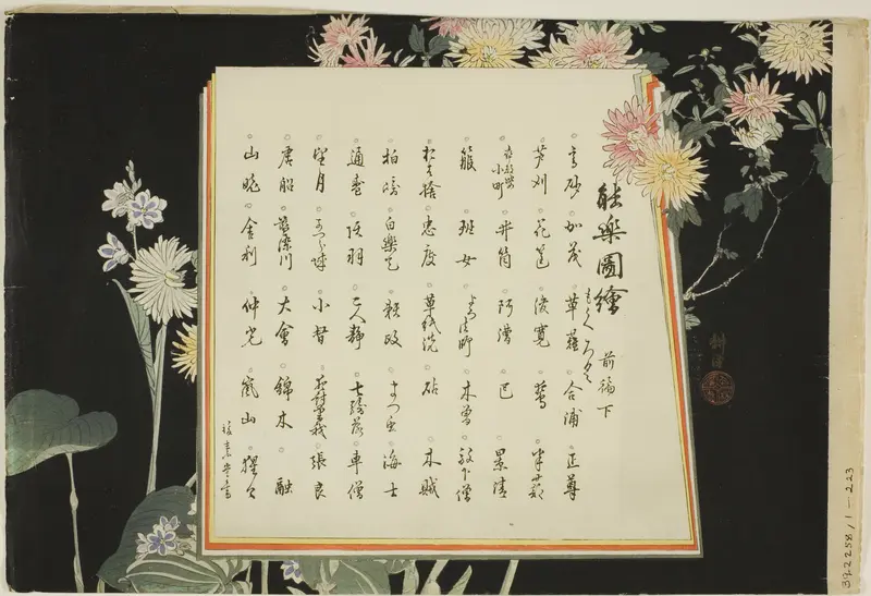 Index Page, prints .51-.100 (Vol.1), from the series "Pictures of No Performances (Nogaku Zue)"