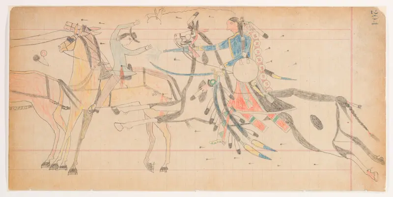 Indian Killing White Man (Vincent Price Ledger) Wall Art by Unknown - High-Resolution Digital Print