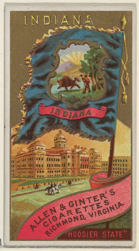 Indiana, from Flags of the States and Territories (N11) for Allen & Ginter Cigarettes Brands Wall Art by Allen & Ginter - High-Resolution Digital Print