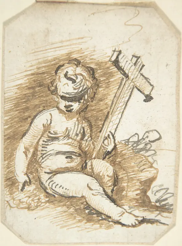 Infant Christ with the Cross Wall Art by Anonymous, Spanish, School of Seville, 17th century - High-Resolution Digital Print