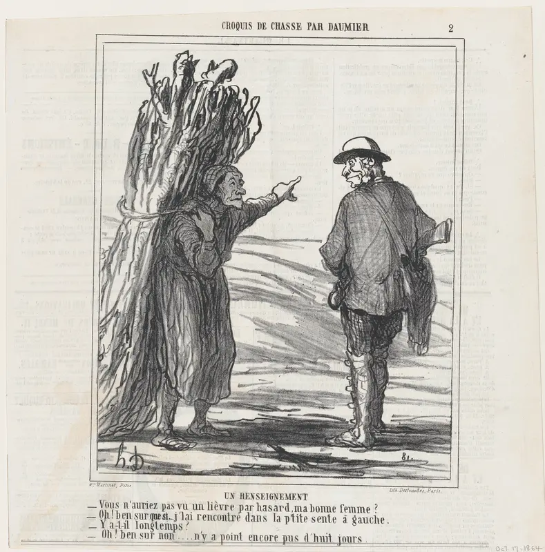 Information, from 'Hunting sketches,' published in Le Chiavari, October 17, 1864 Wall Art by Honoré Daumier - High-Resolution Digital Print