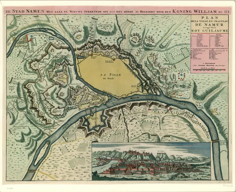 Ingekleurde kaart van de versterkingen van Namen bij het beleg in 1695 Wall Art by anonymous - High-Resolution Digital Print