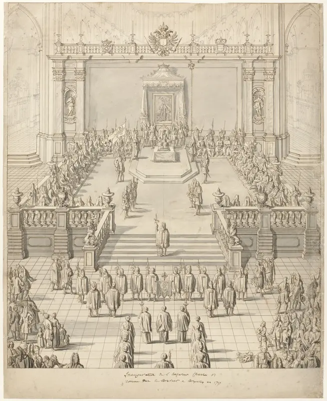 Inhuldiging van keizer Karel VI in de Sint-Bavokerk te Gent in 1717 Wall Art by Jacob Colin - High-Resolution Digital Print