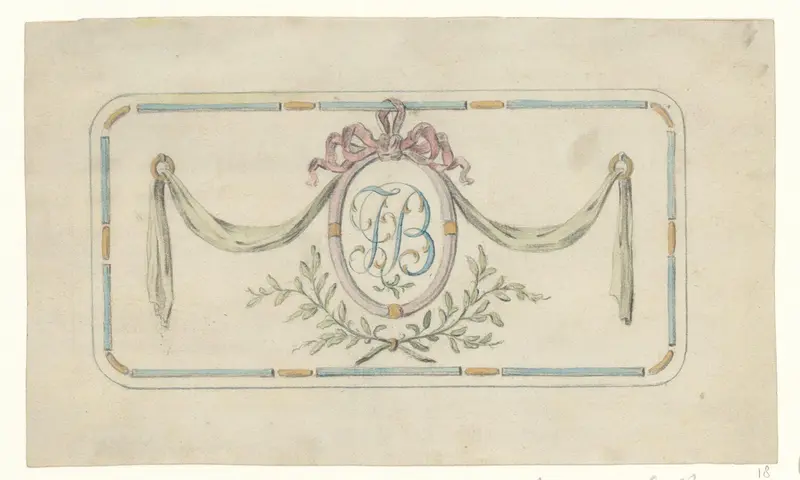 Initialen JB in een medaillon Wall Art by anonymous - High-Resolution Digital Print