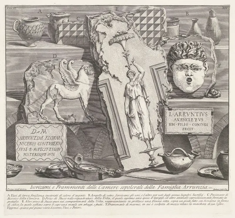 Inscripties en fragmenten uit graftombe van Arruntius familie Wall Art by Unknown - High-Resolution Digital Print