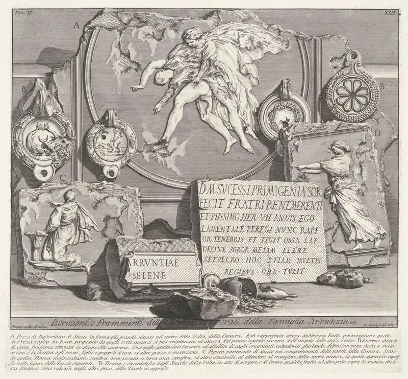 Inscripties en fragmenten uit graftombe van de Arruntius familie Wall Art by Unknown - High-Resolution Digital Print