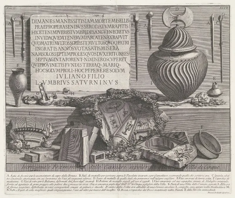 Inscripties en fragmenten uit graftombe van de Villa de' Cinque Wall Art by Unknown - High-Resolution Digital Print