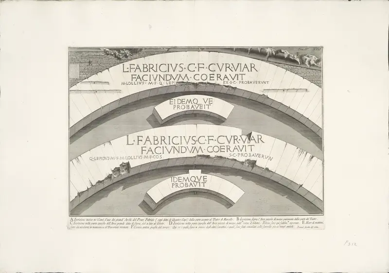 Inscripties op bogen van de Pons Fabricius te Rome Wall Art by Unknown - High-Resolution Digital Print