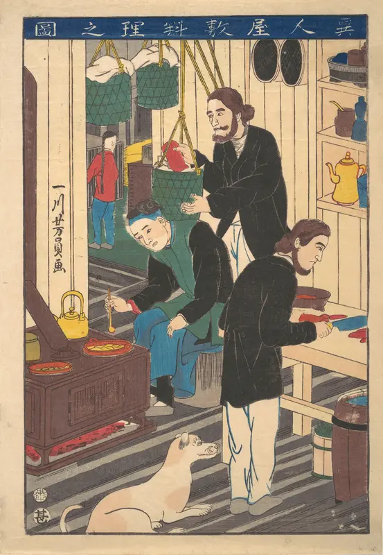 Inside a Foreign Restaurant Wall Art by Utagawa Yoshikazu - High-Resolution Digital Print