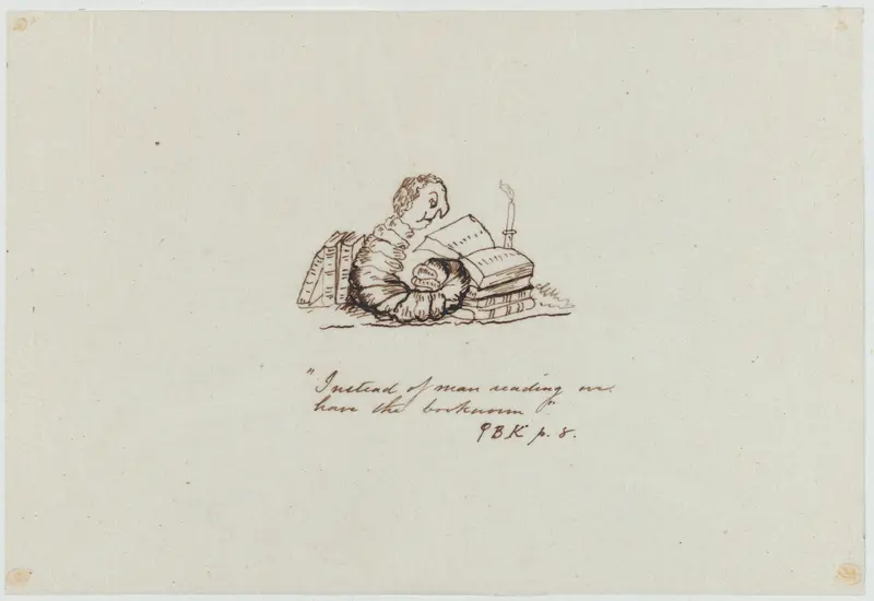 Instead of Man Reading We Have the Bookworm Wall Art by Christopher Pearse Cranch - High-Resolution Digital Print