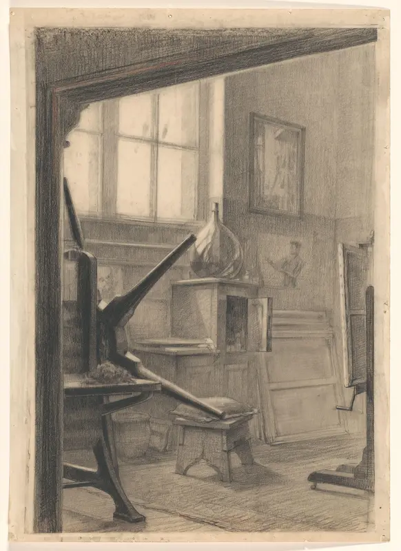 Interieur leslokaal met etspers in de Teekenschool Rijksmuseum 1933-34 Wall Art by Jan Menno Meine Jansen - High-Resolution Digital Print
