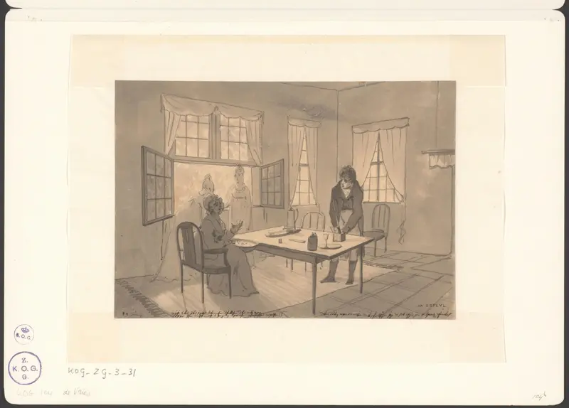 Interieur met Christiaan Andriessen en drie dames Wall Art by Christiaan Andriessen - High-Resolution Digital Print
