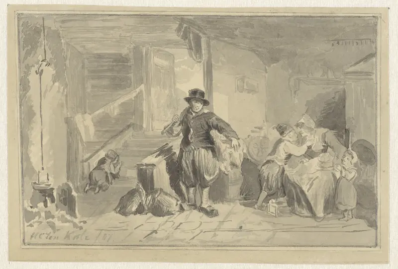 Interieur met een vissersgezin Wall Art by Herman Frederik Carel ten Kate - High-Resolution Digital Print