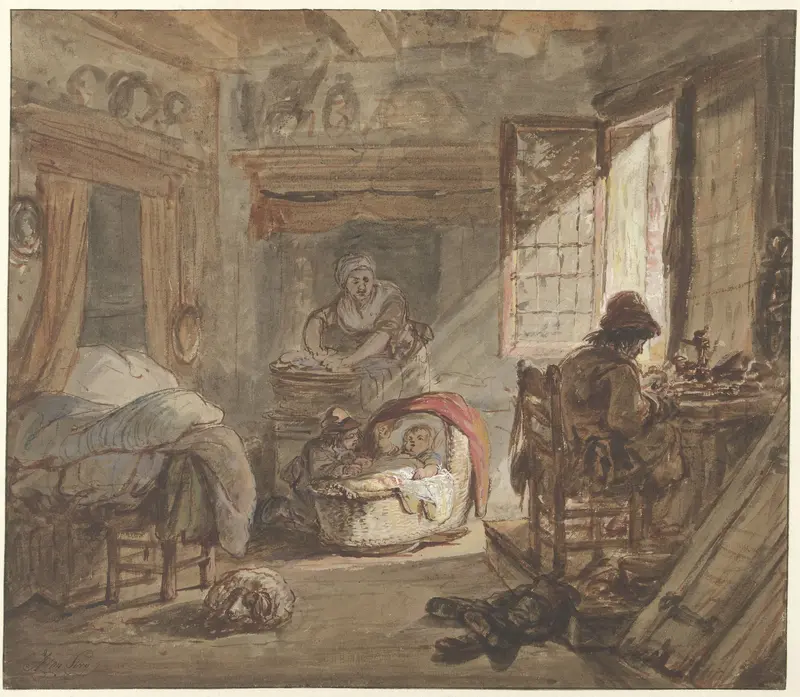 Interieur met familie Wall Art by Abraham van Strij (I) - High-Resolution Digital Print