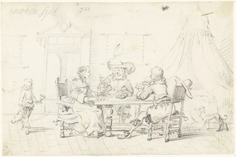 Interieur met kaartspelers en een bediende Wall Art by Gesina ter Borch - High-Resolution Digital Print