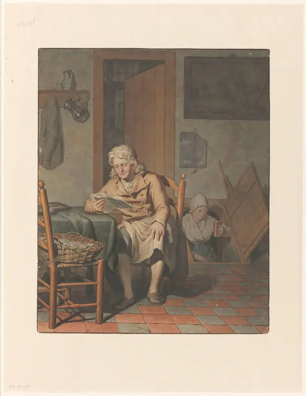 Interieur met lezende man. Wall Art by Pieter Christoffel Wonder - High-Resolution Digital Print