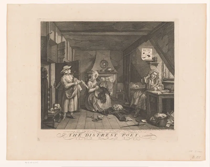 Interieur met melkmeid die betaling eist van een dichter en zijn vrouw Wall Art by Unknown - High-Resolution Digital Print