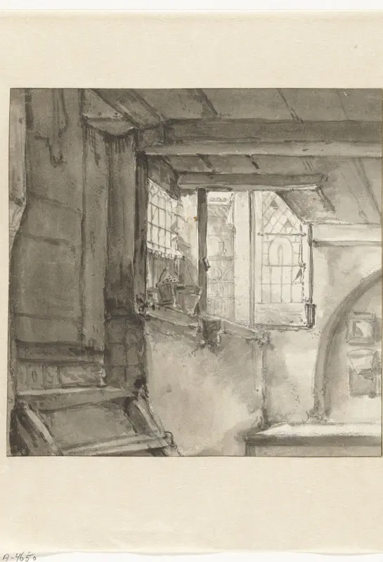 Interieur met openstaand raam Wall Art by Thomas Wijck - High-Resolution Digital Print
