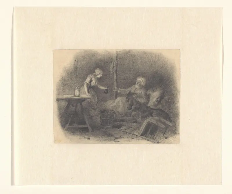 Interieur met oude man in een bed Wall Art by Jacobus van Koningsveld - High-Resolution Digital Print