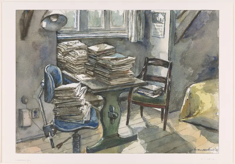 Interieur met schetsboeken Wall Art by Unknown - High-Resolution Digital Print