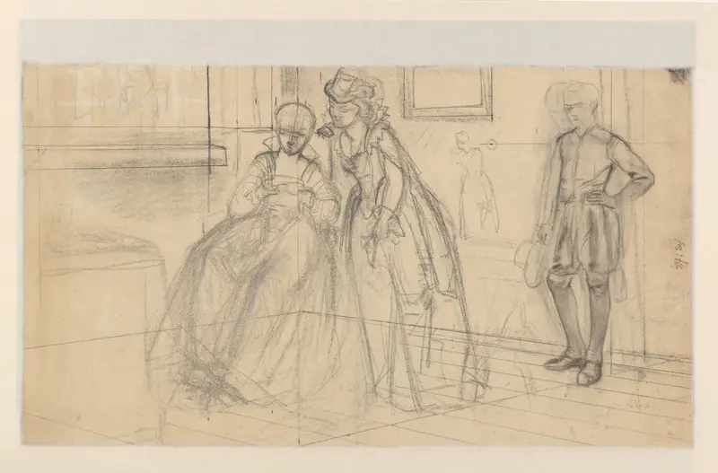 Interieur met twee brieflezende vrouwen en een wachtende bode Wall Art by Albert Neuhuys (1844-1914) - High-Resolution Digital Print