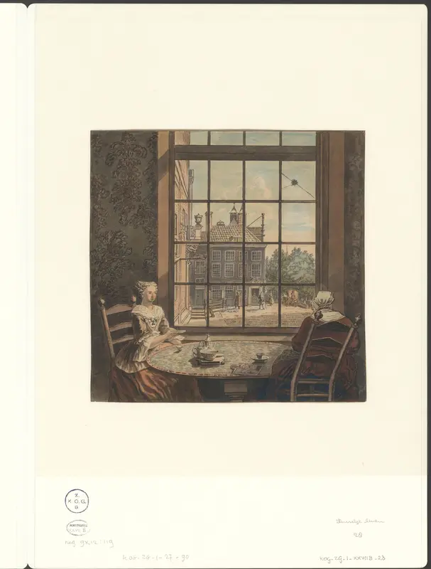 Interieur met twee vrouwen die thee drinken Wall Art by anonymous - High-Resolution Digital Print