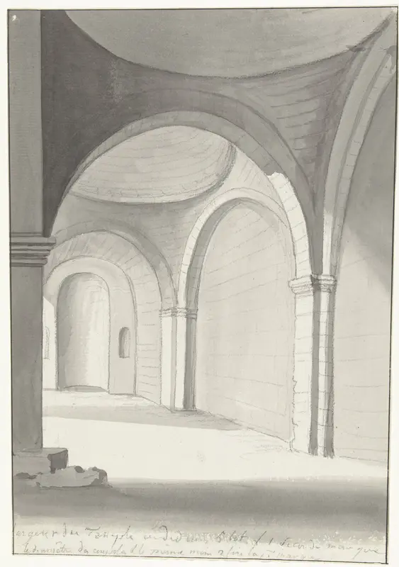 Interieur van antieke tempel gelegen ten oosten van Gallipoli Wall Art by Louis Ducros - High-Resolution Digital Print