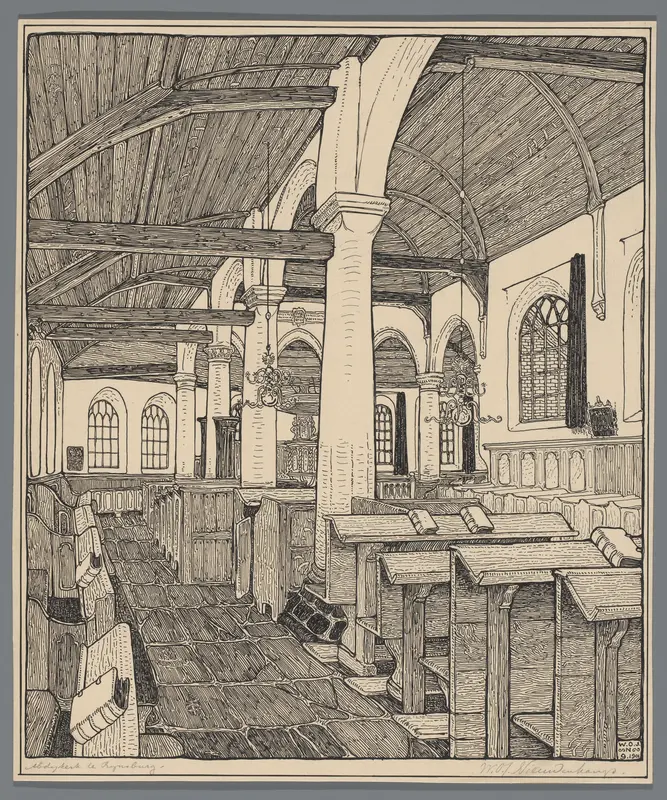 Interieur van de Abdijkerk te Rijnsburg Wall Art by Unknown - High-Resolution Digital Print