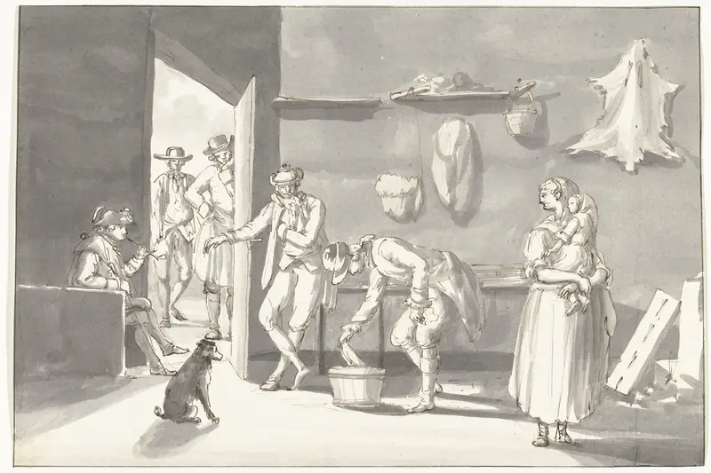 Interieur van de herberg in Lapide in de buurt van Brindisi Wall Art by Louis Ducros - High-Resolution Digital Print