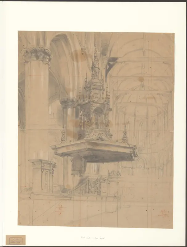 Interieur van de Nieuwe Kerk, gezien naar de preekstoel Wall Art by anonymous - High-Resolution Digital Print