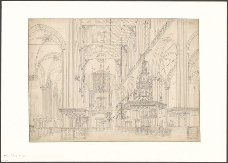 Interieur van de Nieuwe Kerk, gezien naar het orgel Wall Art by Paulus van Liender - High-Resolution Digital Print