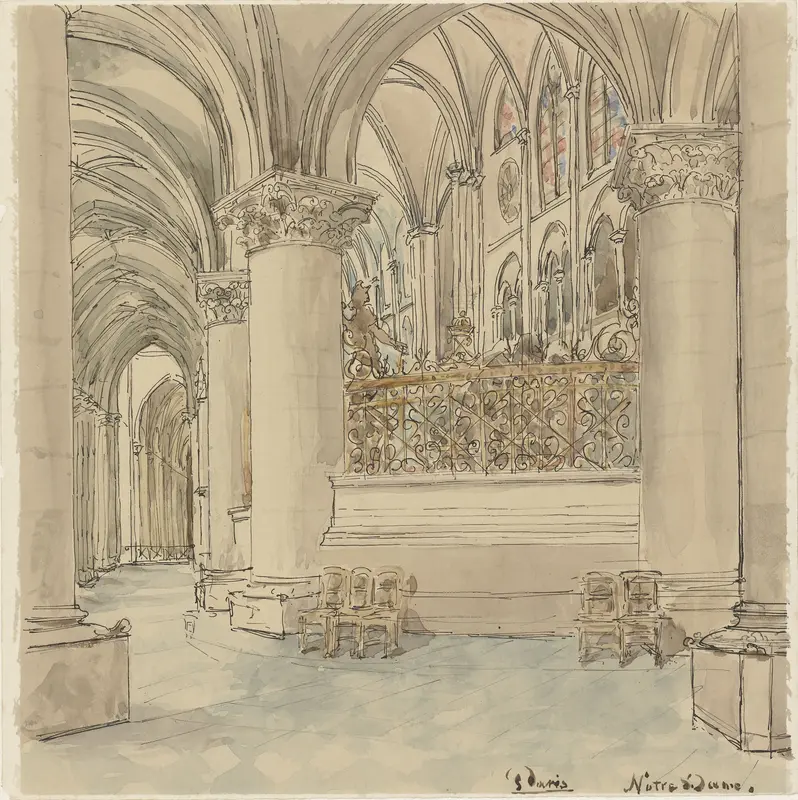 Interieur van de Notre-Dame te Parijs Wall Art by Wilhelm Cornelis Bauer - High-Resolution Digital Print