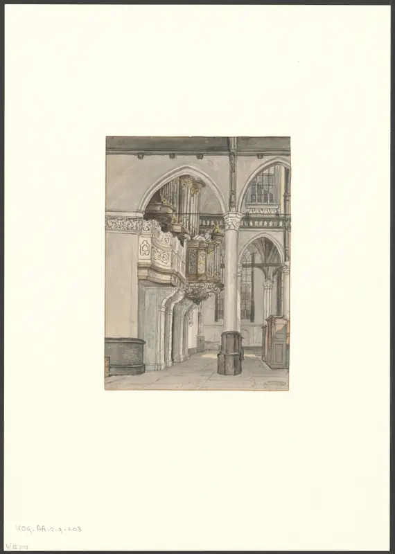 Interieur van de Oude Kerk met gezicht op het orgel Wall Art by Unknown - High-Resolution Digital Print