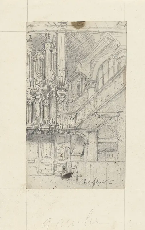 Interieur van de Sainte-Catherinekerk van Honfleur, gezien naar het orgel Wall Art by Eugène Isabey - High-Resolution Digital Print