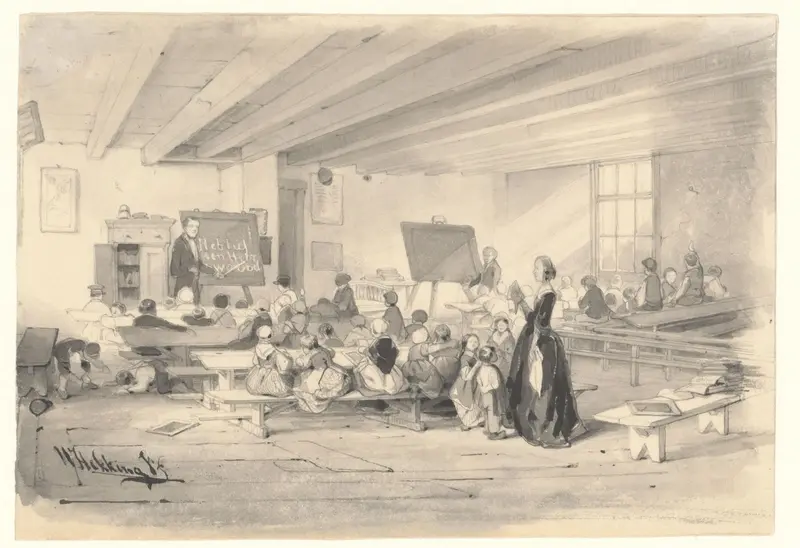 Interieur van de school voor haveloze kinderen aan de Bloemstraat Wall Art by Unknown - High-Resolution Digital Print