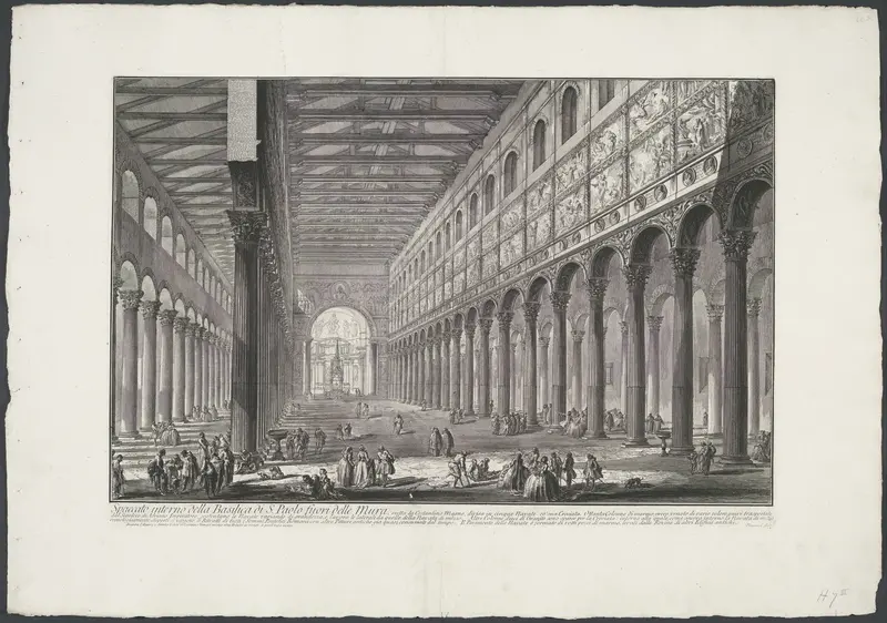 Interieur van de Sint-Paulus buiten de Muren te Rome Wall Art by Unknown - High-Resolution Digital Print