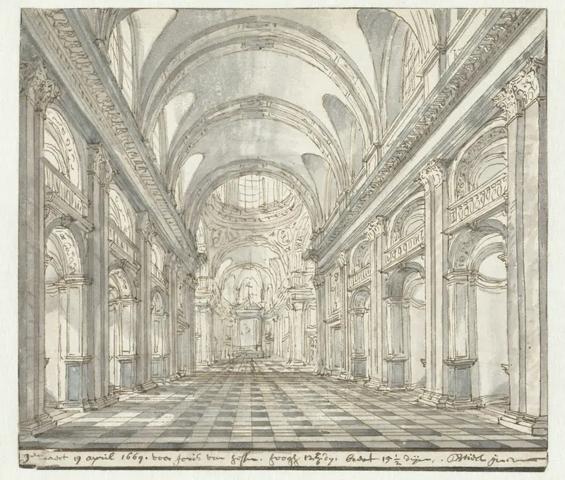 Interieur van een barokke kerk (Sint Pieter, Rome?) Wall Art by Daniël de Blieck - High-Resolution Digital Print