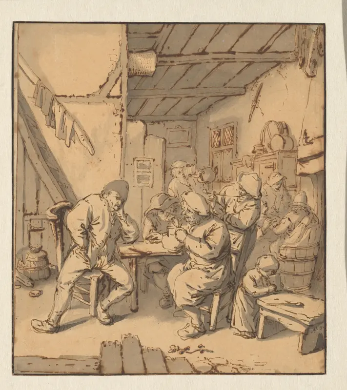 Interieur van een boerenherberg met rokende en drinkende figuren Wall Art by Unknown - High-Resolution Digital Print