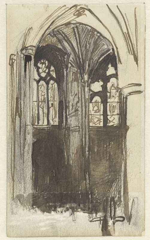 Interieur van een Gothische kerk Wall Art by Jacob Maris - High-Resolution Digital Print
